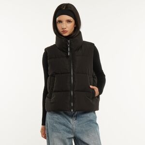 Puffit Women's NWT Black Winter Warmer Stand-Up Puffer Gilet Vest Size XL